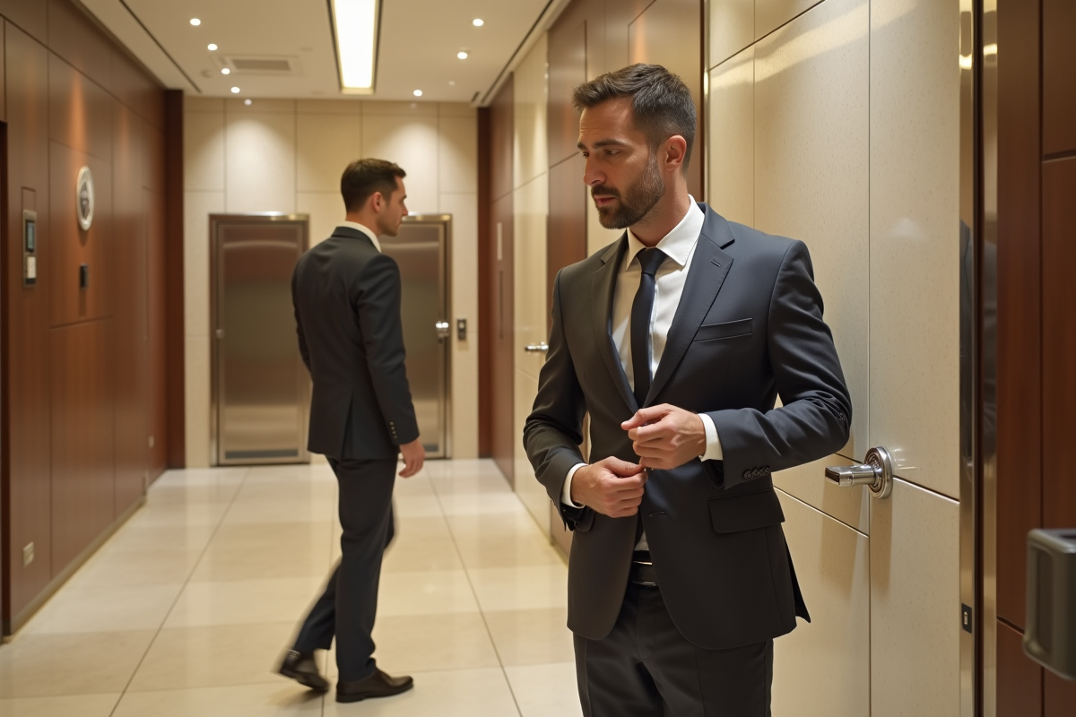 Agent hôtel montrant le verrou mécanique d