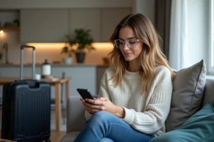 Jeune femme voyageuse regardant une horloge mondiale