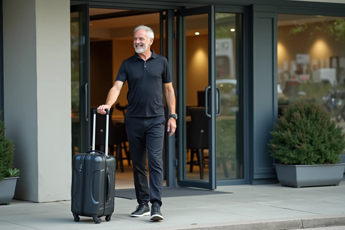 Homme vérifiant son arrivée à l