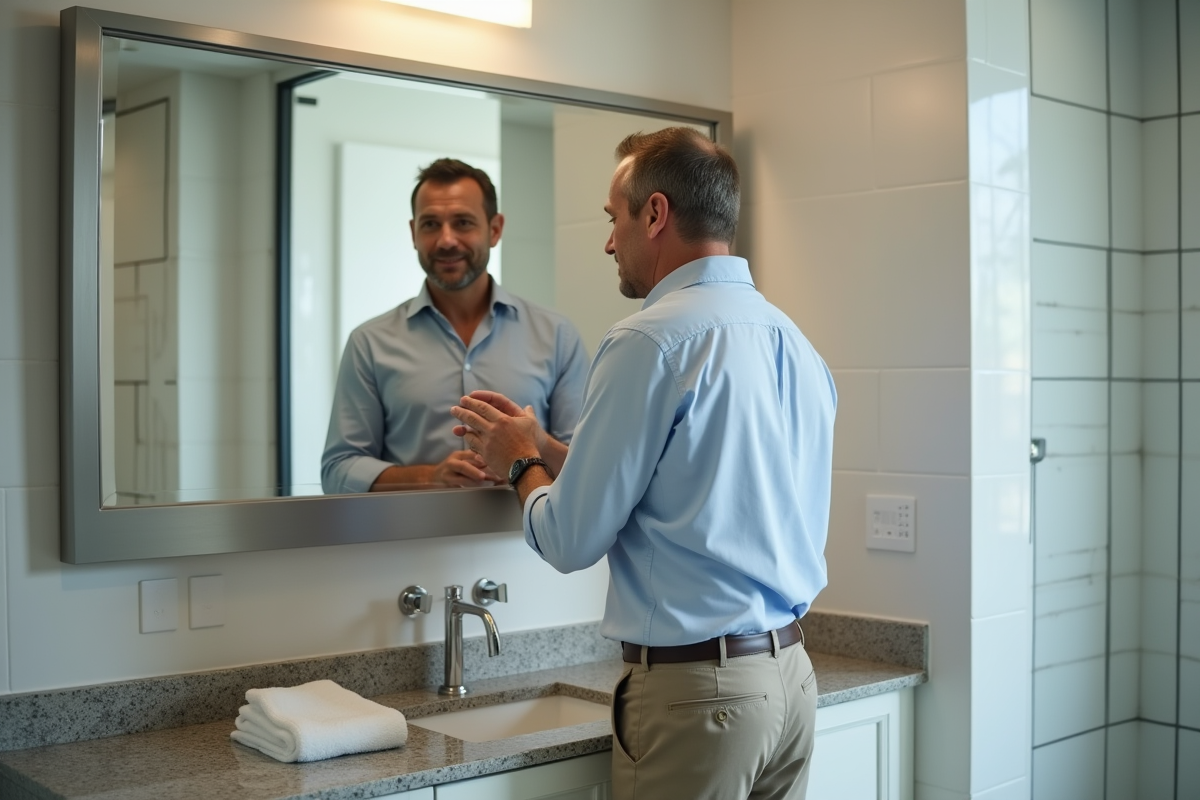 Homme vérifiant les coutures d