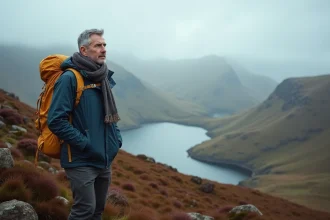 Homme randonneur dans les Highlands britanniques
